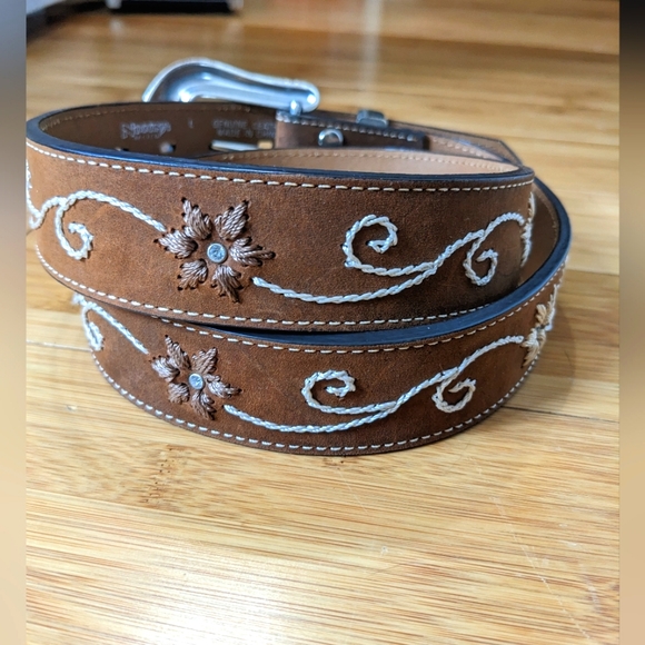 Embroidered Western Belt with Rhinestones by Nocona - Picture 5 of 9